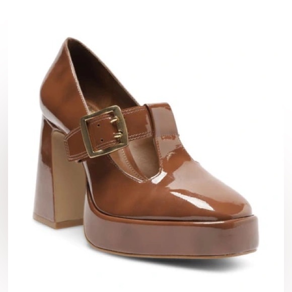Vince Camuto Shoes - Vince Camuto Marocean Brown Patent Leather Platform Mary Jane Heels 7.5 New